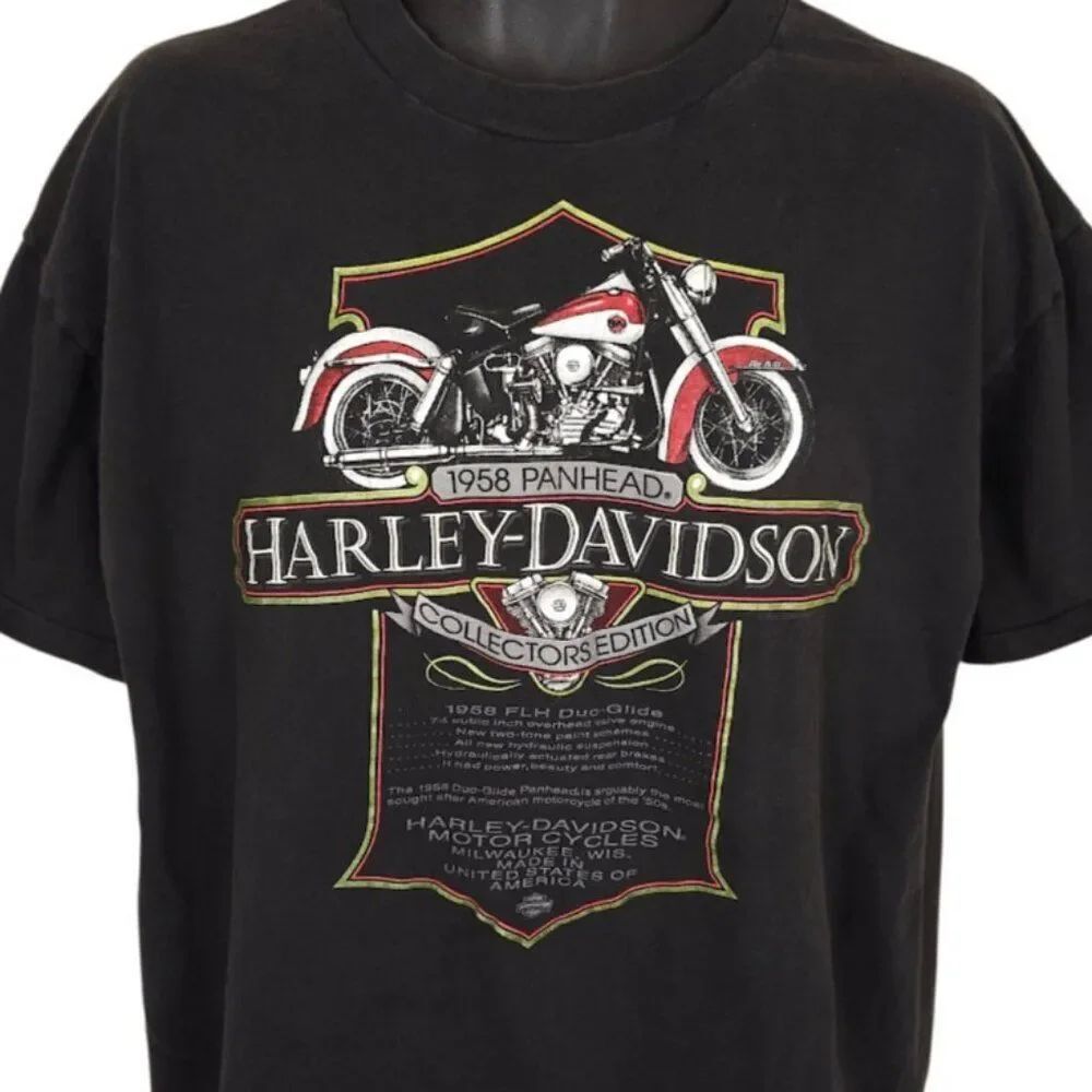 Vintage Harley Davidson T Shirt Mens Size XL Black 90s 1958 Panhead Honolulu USA